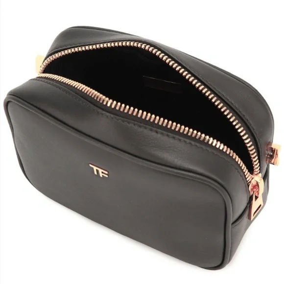 Tom Ford Black Leather Bag Crossbody Women's Camera Bag Logo New in Box BNIB - Picture 4 of 7